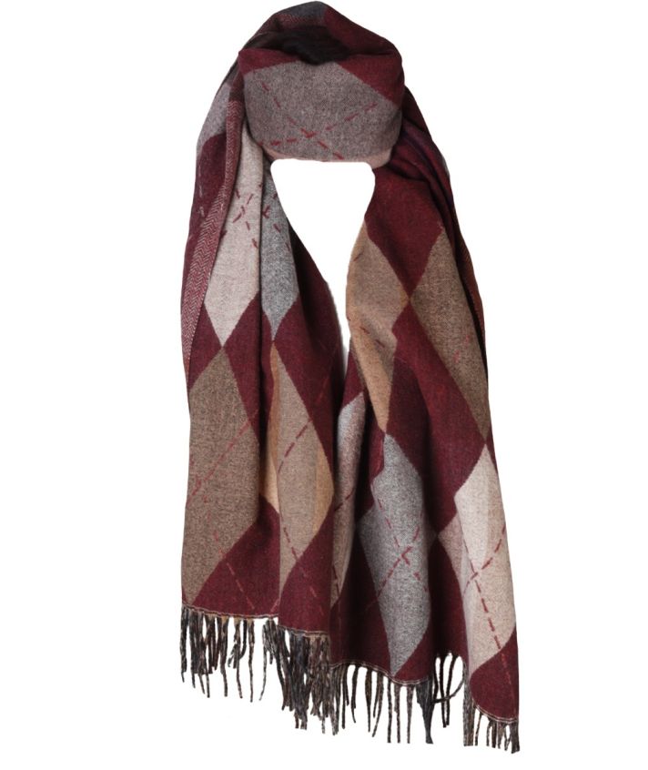 Wol-blend sjaal met wyber ruit