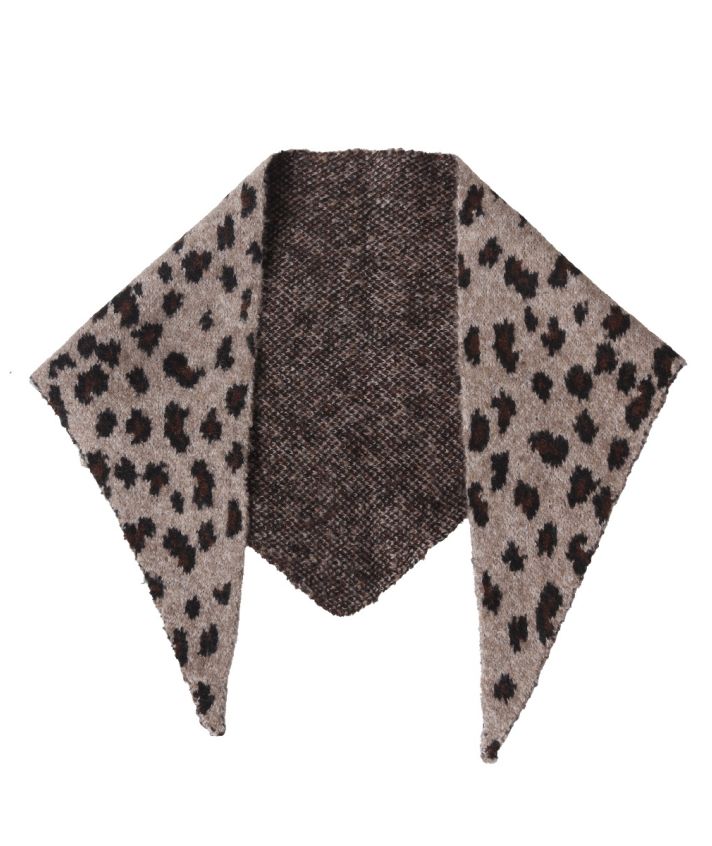 Leopard driehoek sjaaltje in taupe