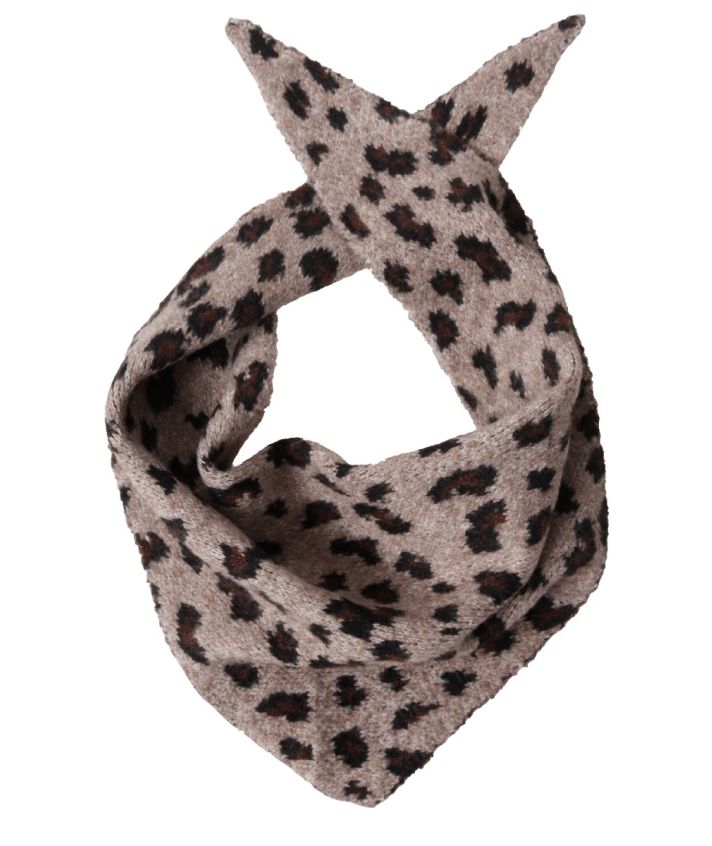 Leopard driehoek sjaaltje in taupe