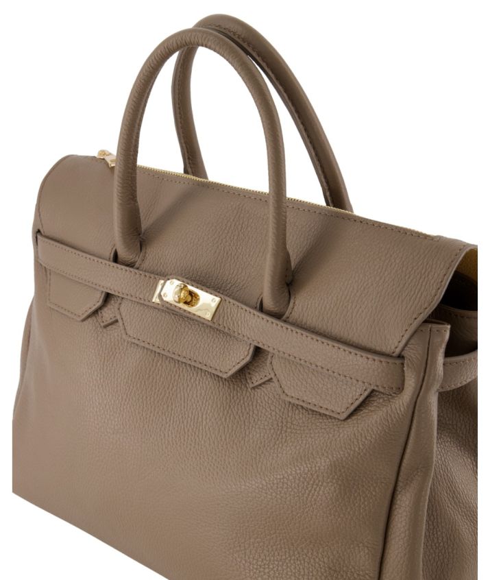 Yara large lederen handtas in truffel