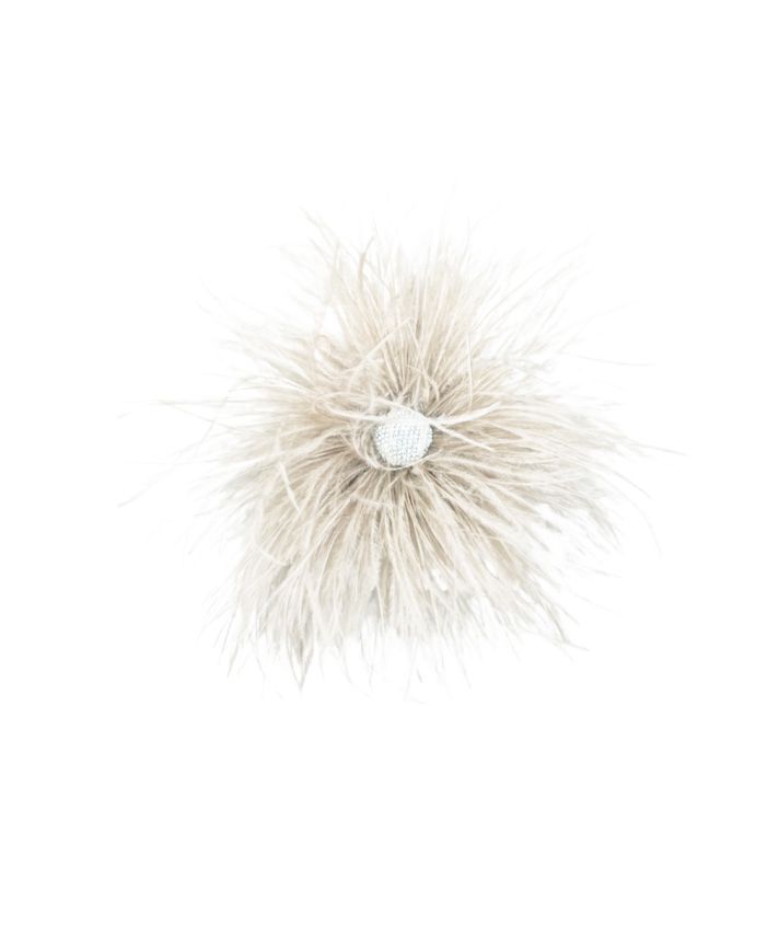 Veren broche / corsage met strass details in ecru