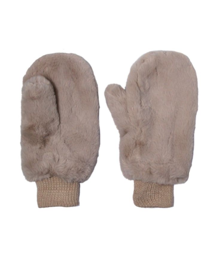 Fluffy wanten van kunstbont in taupe