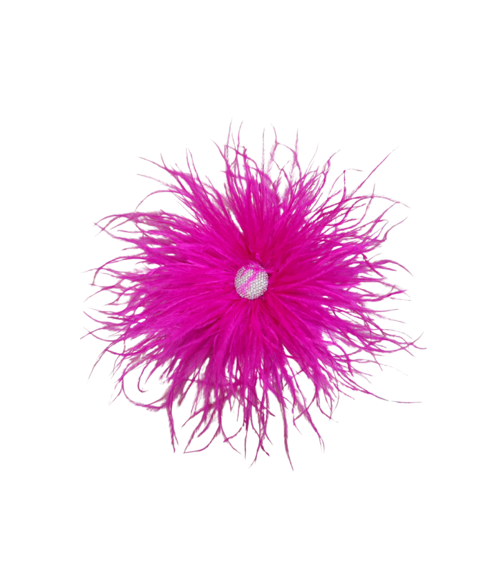 Veren broche / corsage met strass details in fuschia