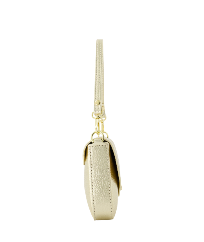 Kylie metallic lederen clutch in goud