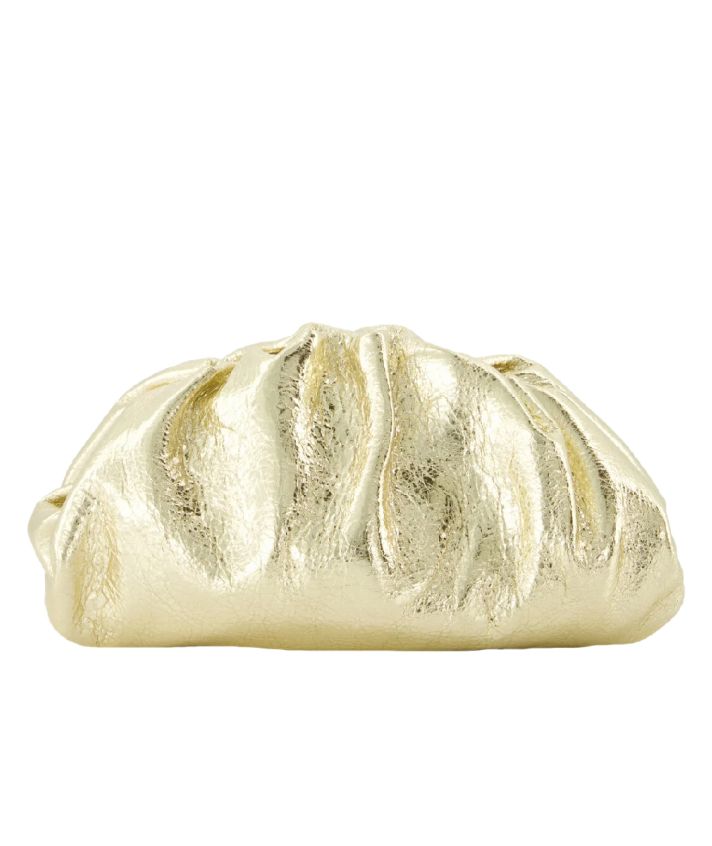Metallic leren clutch in goud