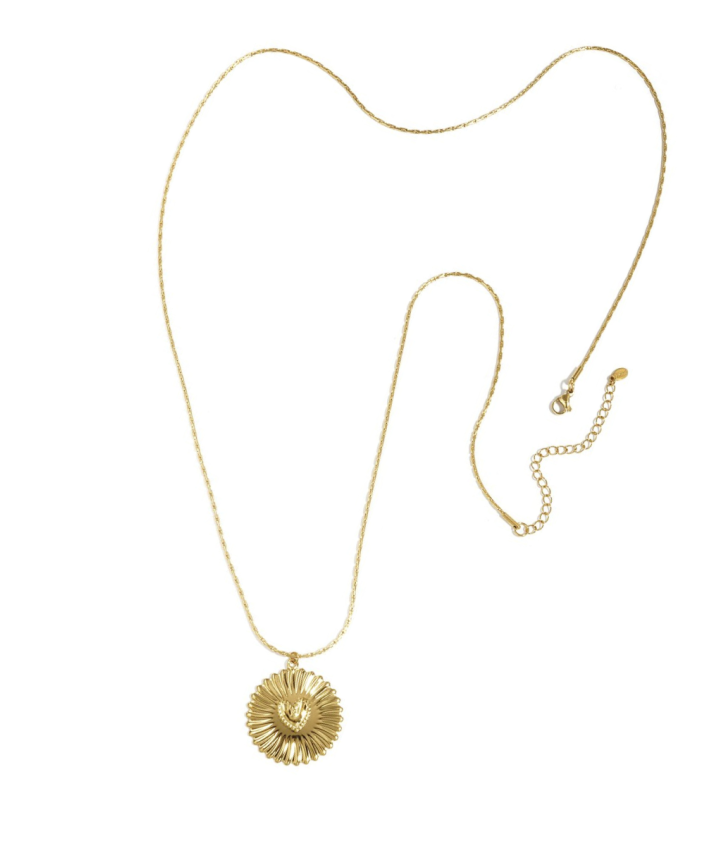 Goudkleurig lange ketting met bedel