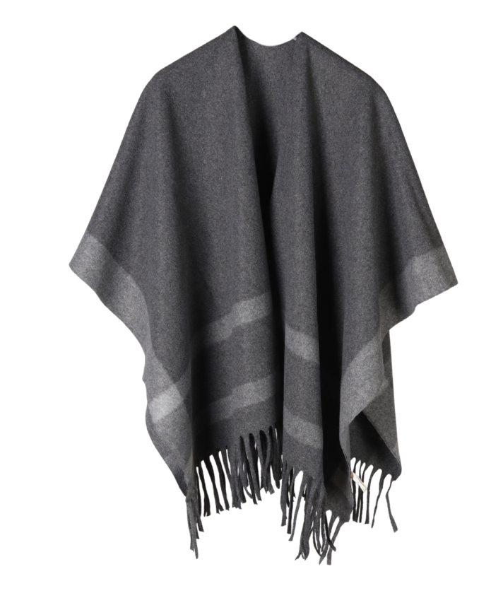 Omslagdoek/cape met grote ruit in grijs