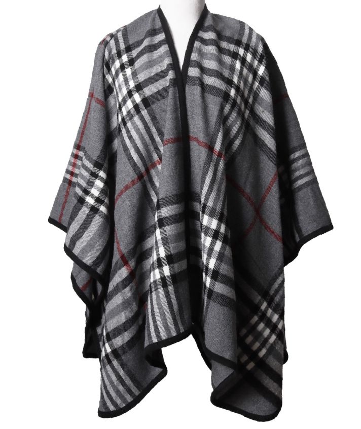 Grijze omslagdoek met klassieke ruit