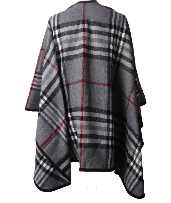 Grijze omslagdoek met klassieke ruit