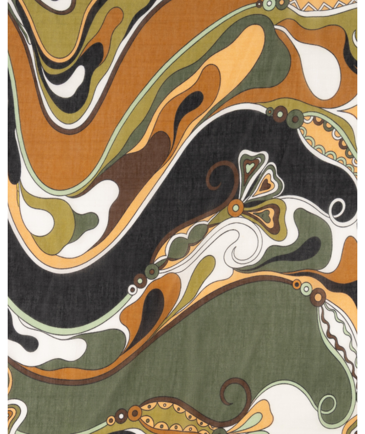 Zijde-blend sjaal met abstracte print in donkergroen