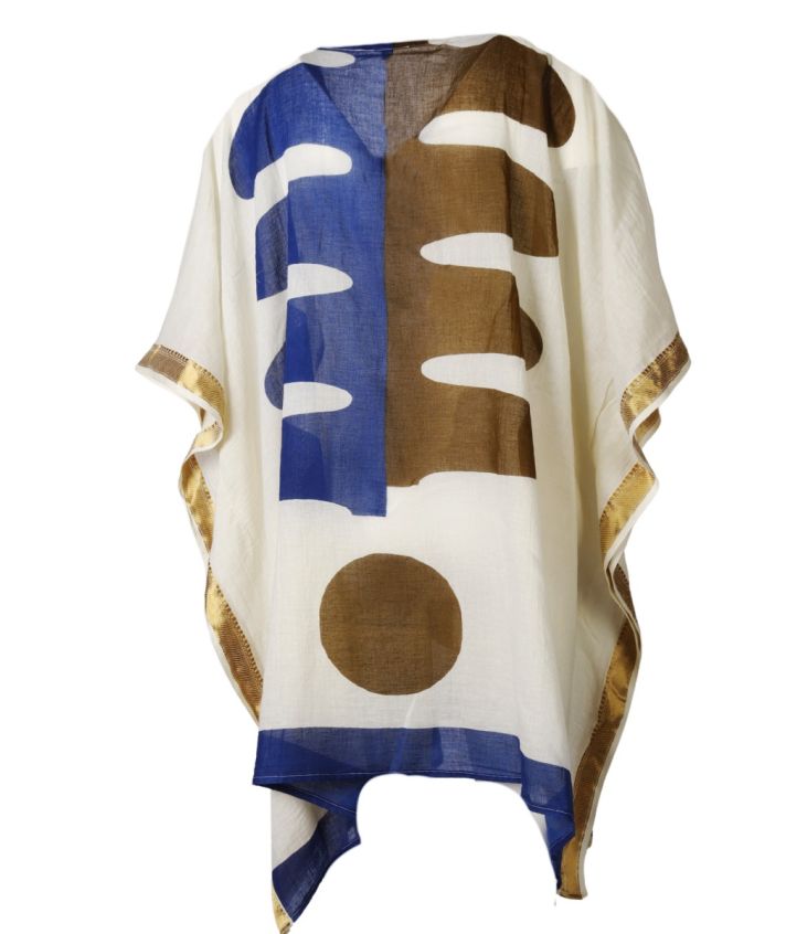Katoenen kaftan met V-hals