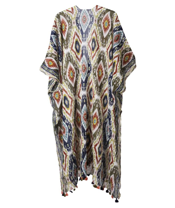 Luchtige katoenen kimono – Azteken print in groen