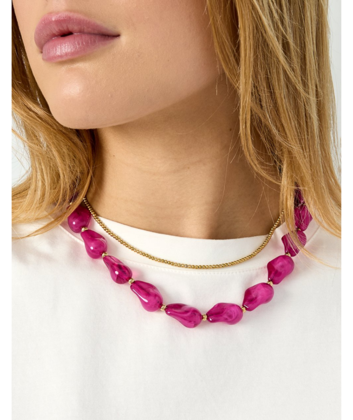 Liv kralenketting in hardroze