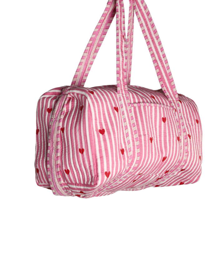 Gewatteerde weekend tas met hartjes print