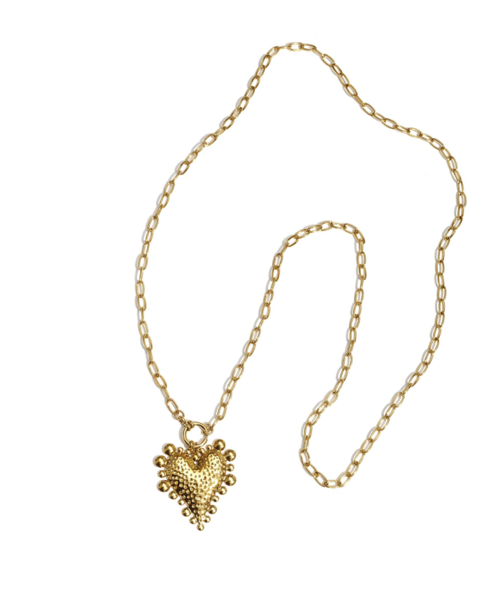 Lange schakelketting met hart bedel