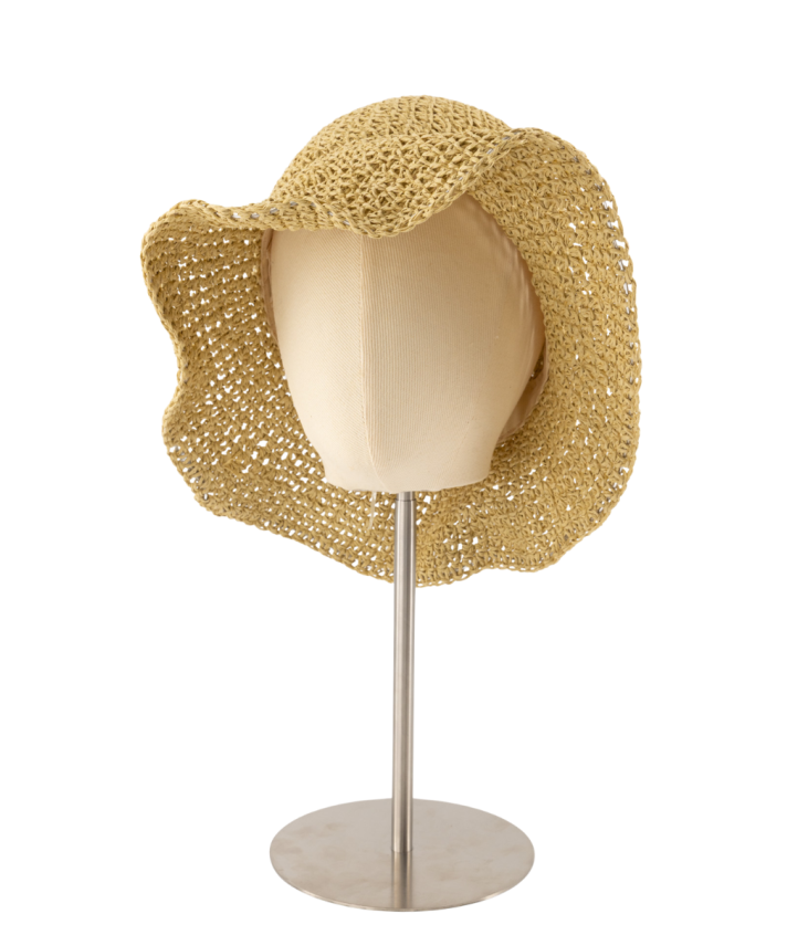 Raffia gevlochten bucket hat in beige