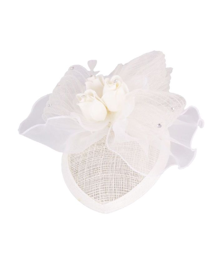 Ivoorkleurige haarbloem/Corsage met rozen