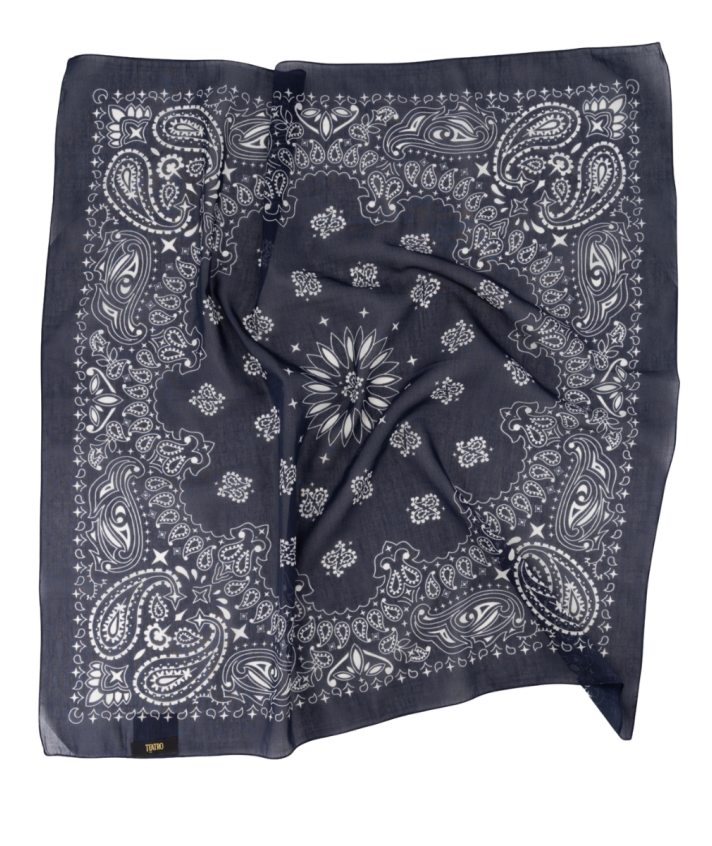 Zijde-blend bandana sjaal in donkerblauw