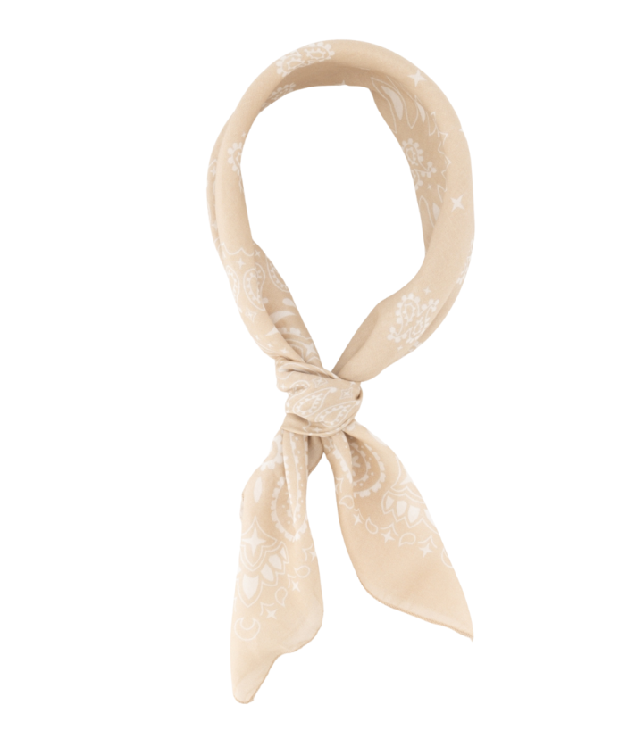 Zijde-blend bandana sjaal in lichtbeige