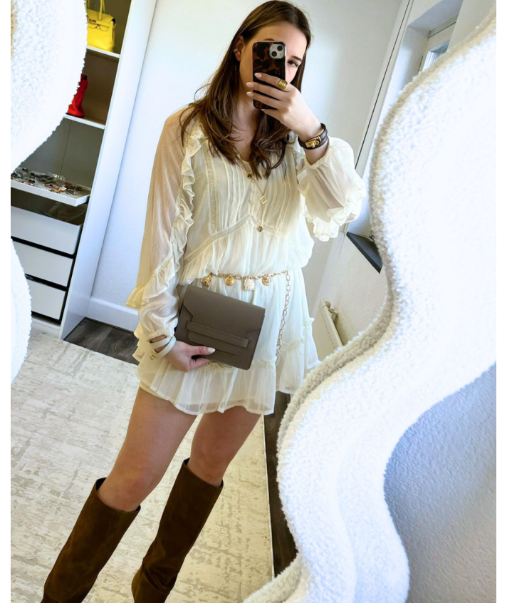Juul lederen crossbody tas in donker taupe