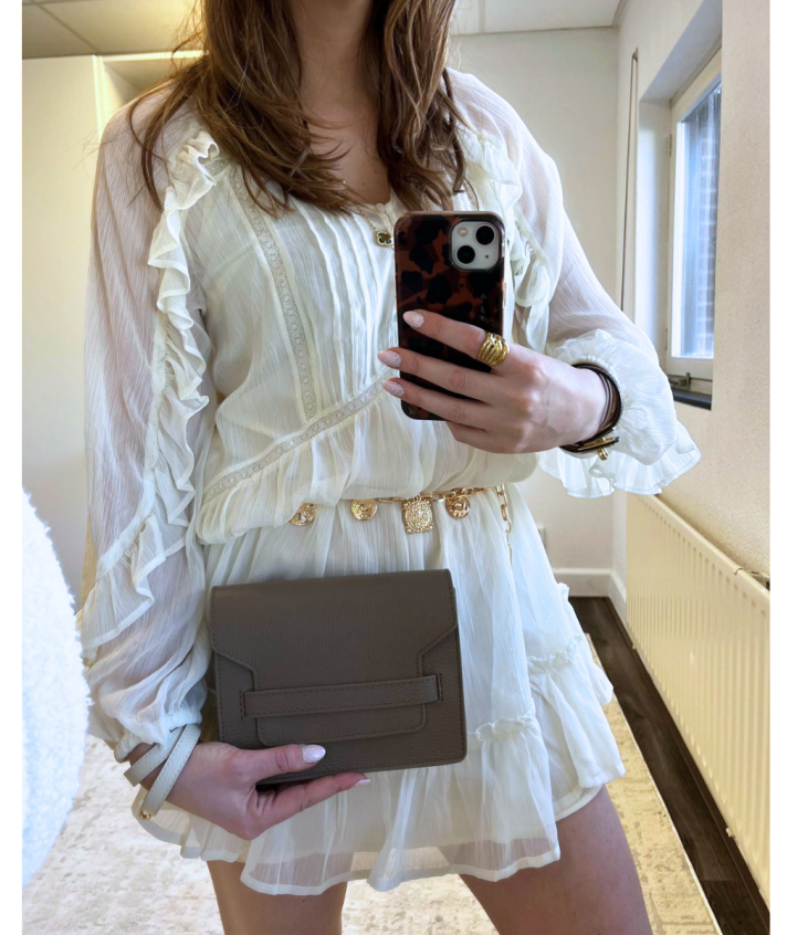 Juul lederen crossbody tas in donker taupe