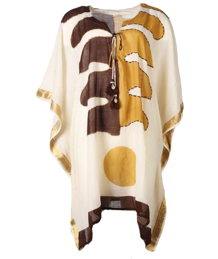Katoenen kaftan met V-hals