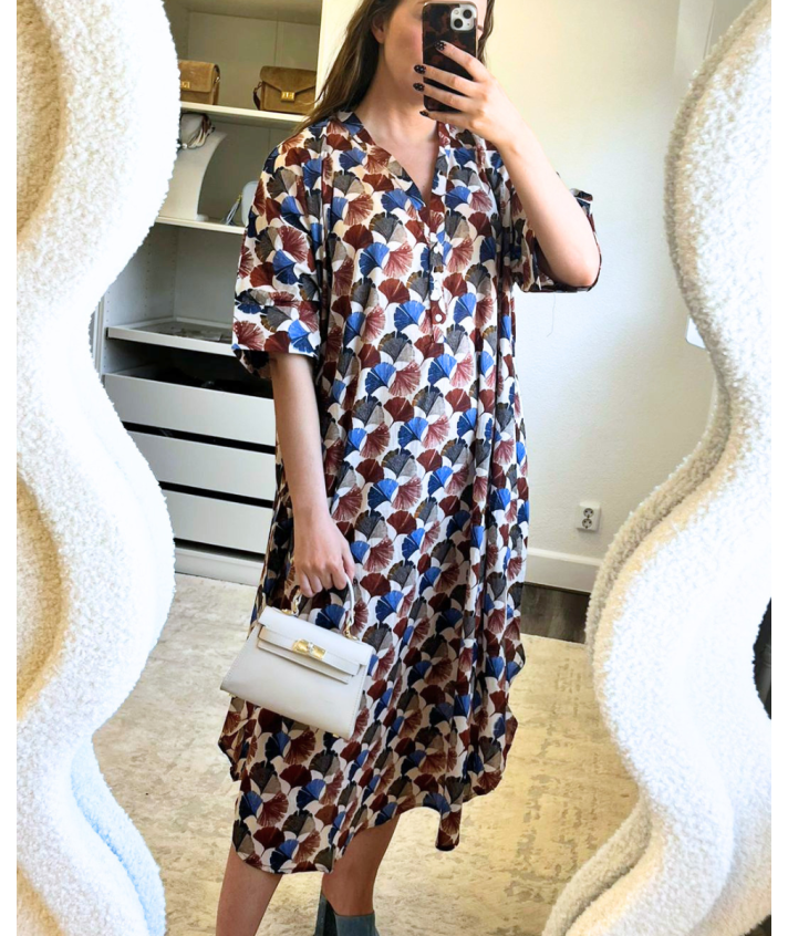Katoenen kaftan jurk met bloemenprint