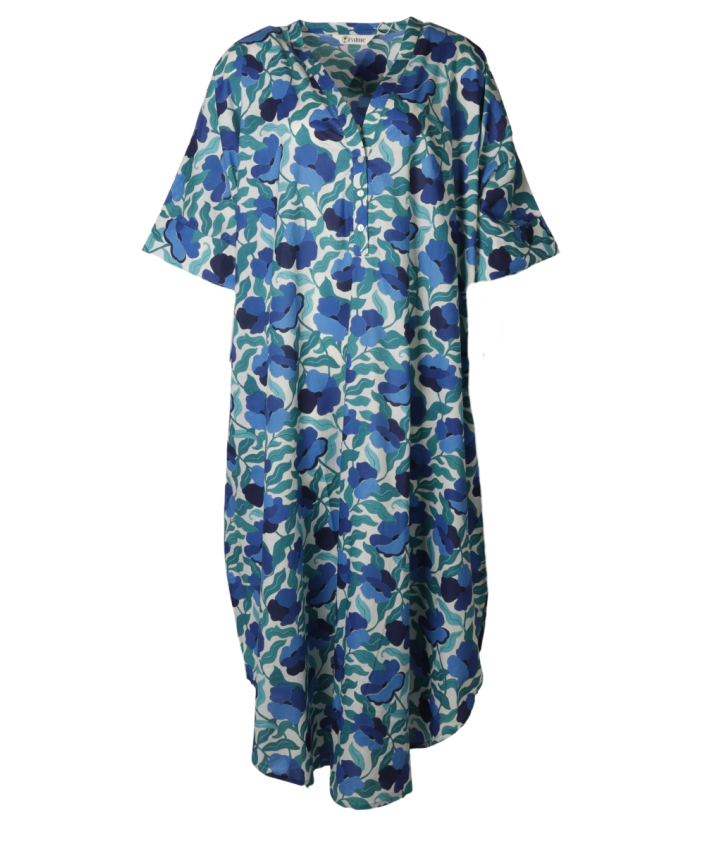 Lange katoenen kaftan met bloemenprint