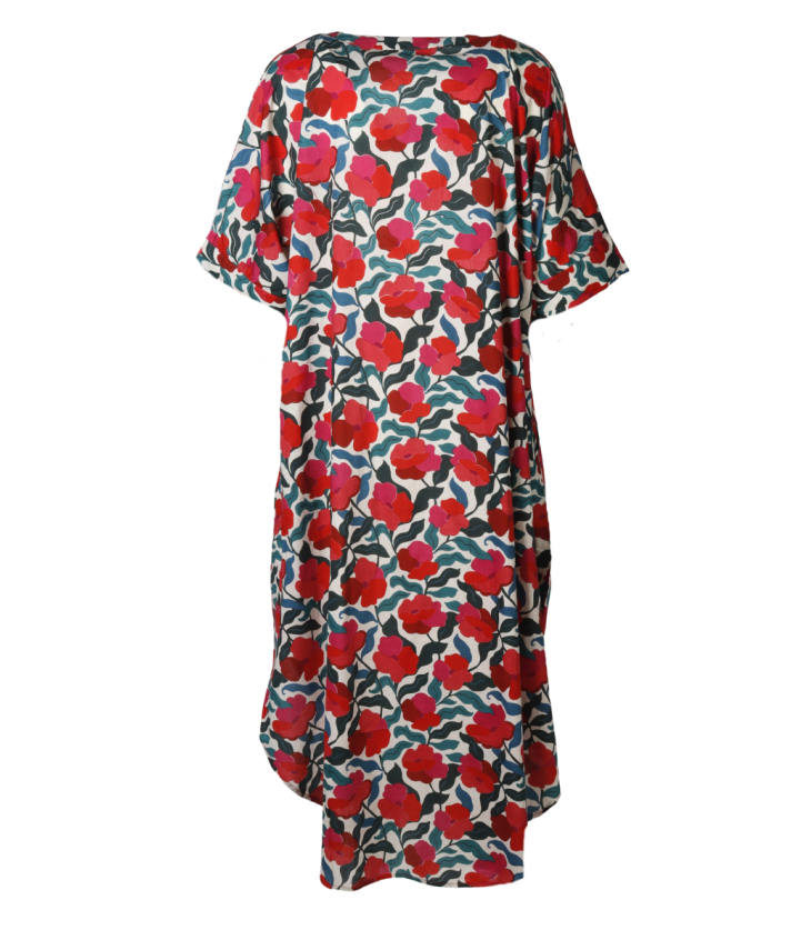 Lange katoenen kaftan met bloemenprint