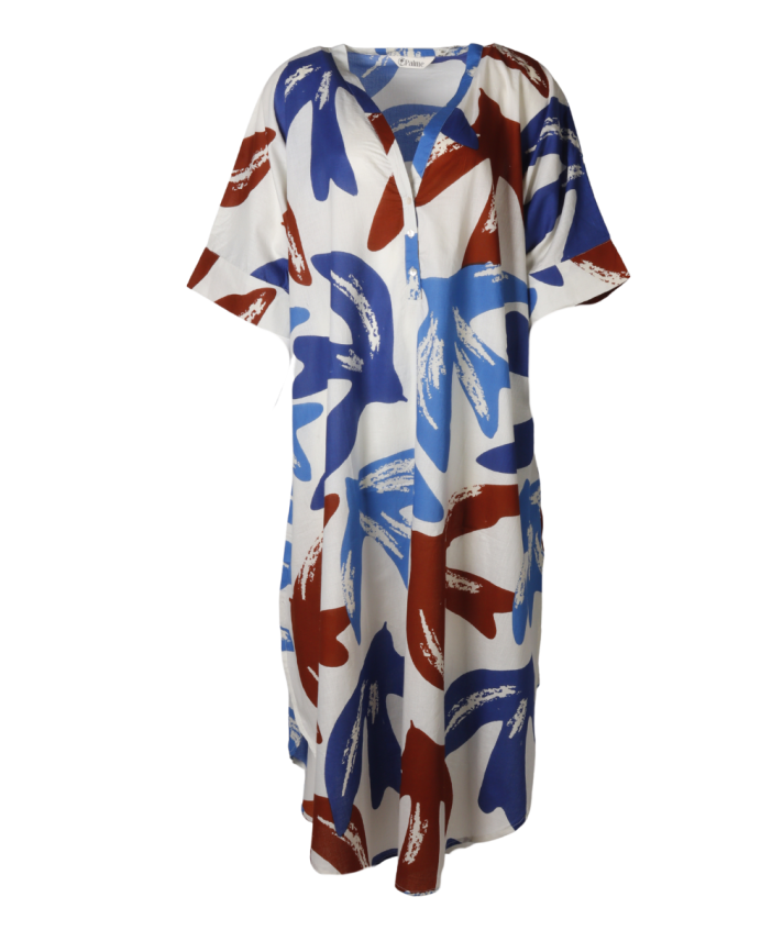 Lange kaftan jurk in blauw tinten