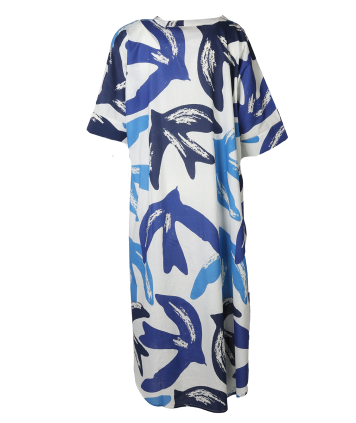 Lange kaftan jurk in blauw tinten