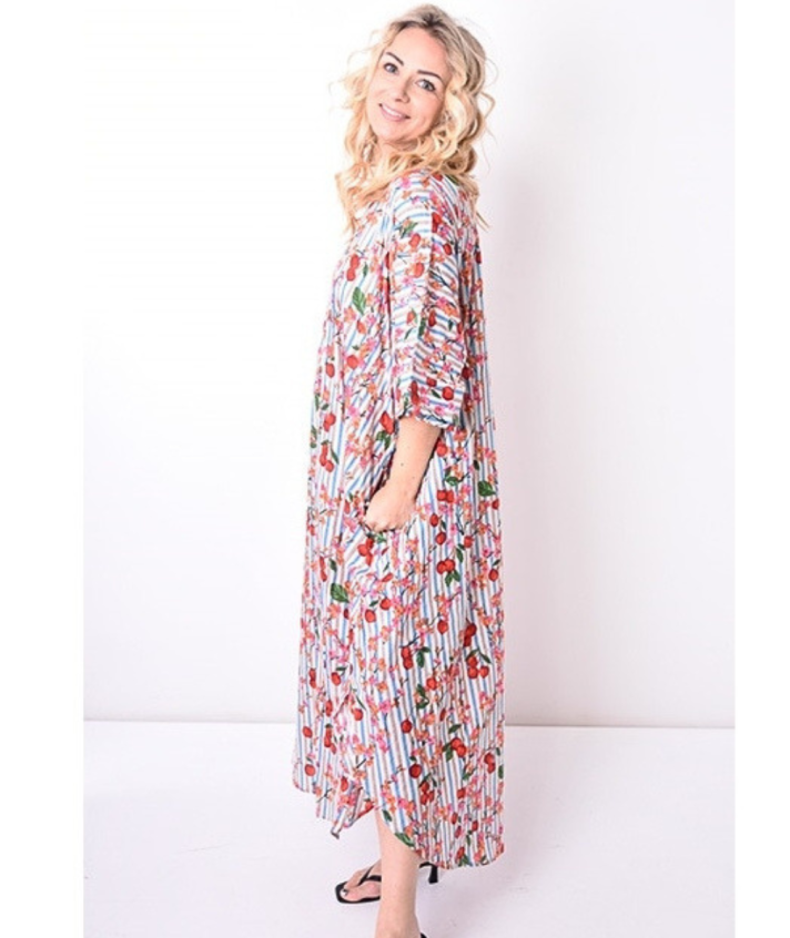 Lange kaftan met cherry print