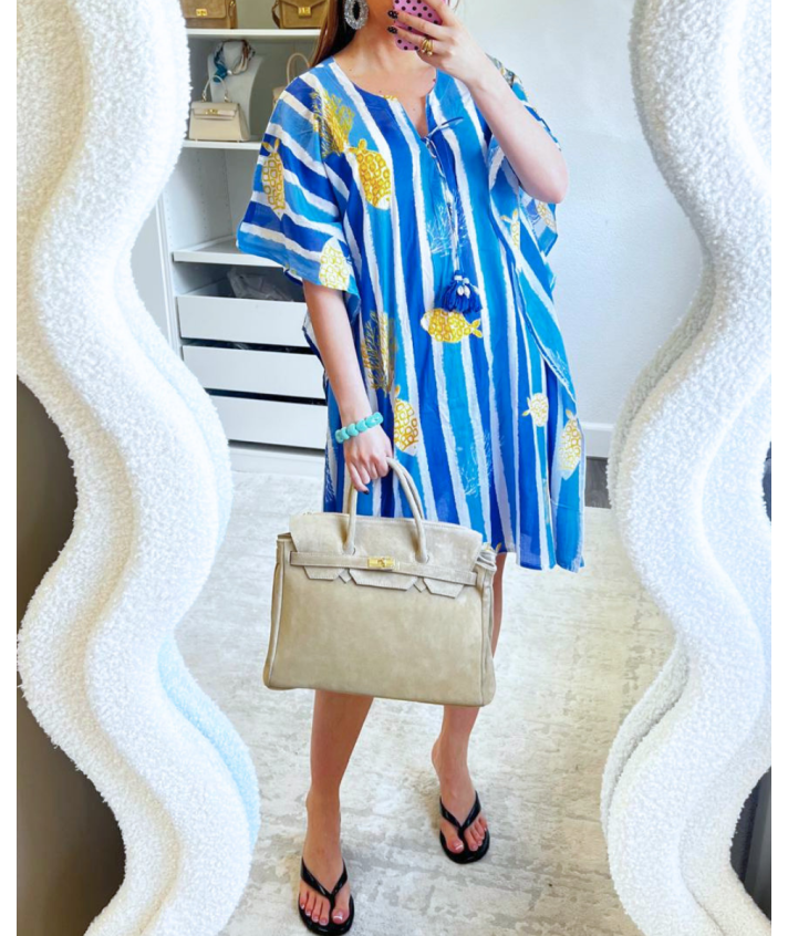 Kaftan met vissenprint