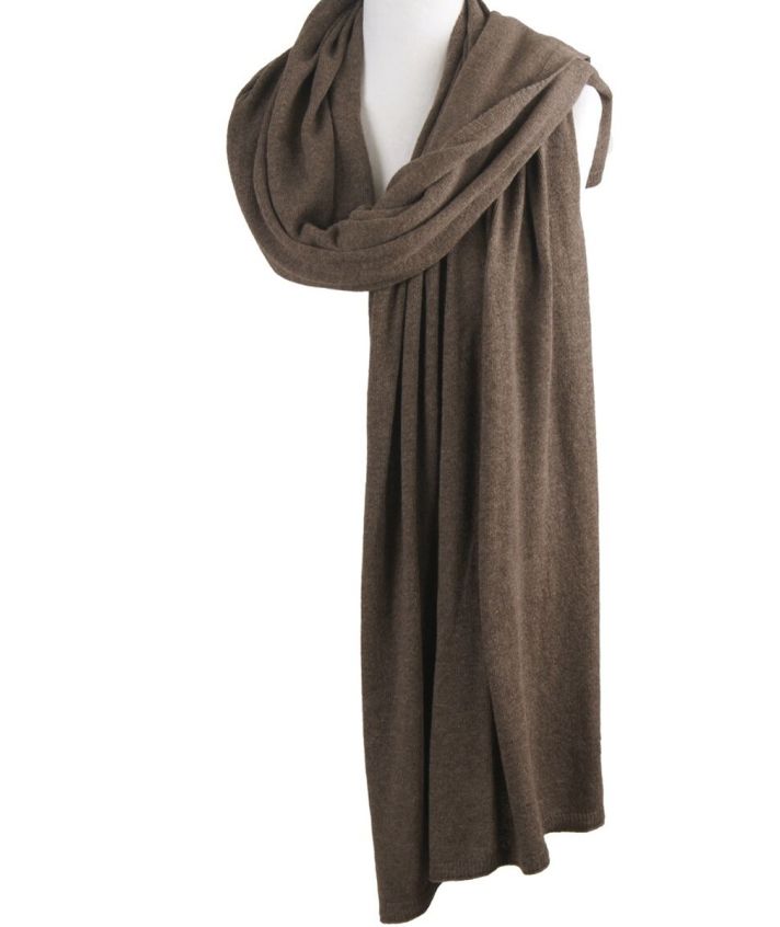 Kasjmier-blend sjaal/omslagdoek in donker-taupe