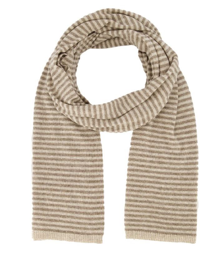 Kasjmier-mix sjaal in lichtbeige met strepen