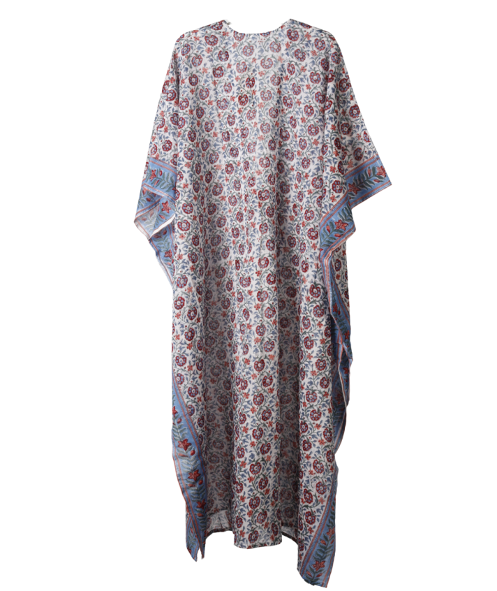 Lange katoenen kimono met bloemenprint