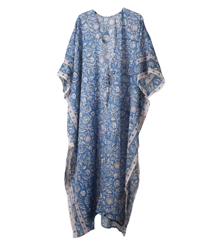 Lange katoenen kimono met bloemenprint
