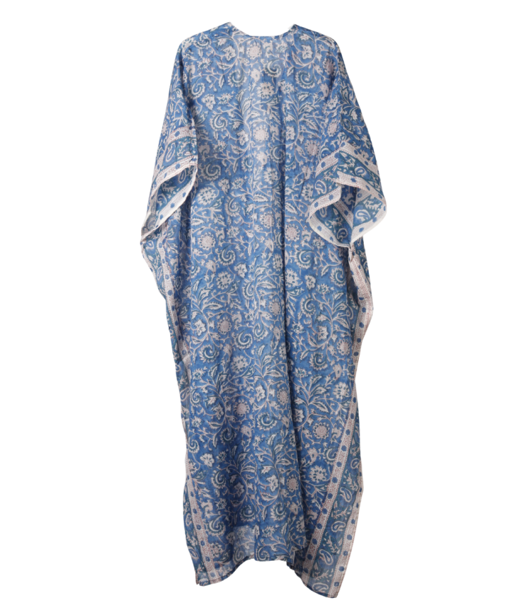 Lange katoenen kimono met bloemenprint