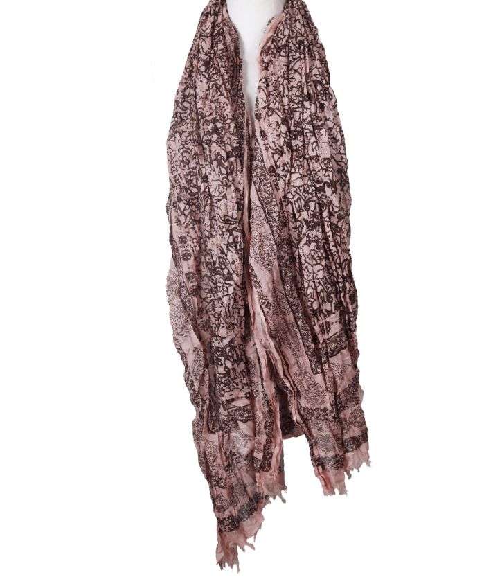 Katoenen oudroze sjaal met floral print