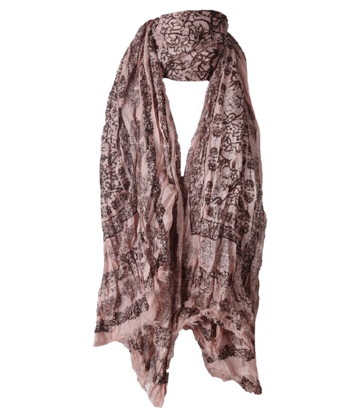 Katoenen oudroze sjaal met floral print
