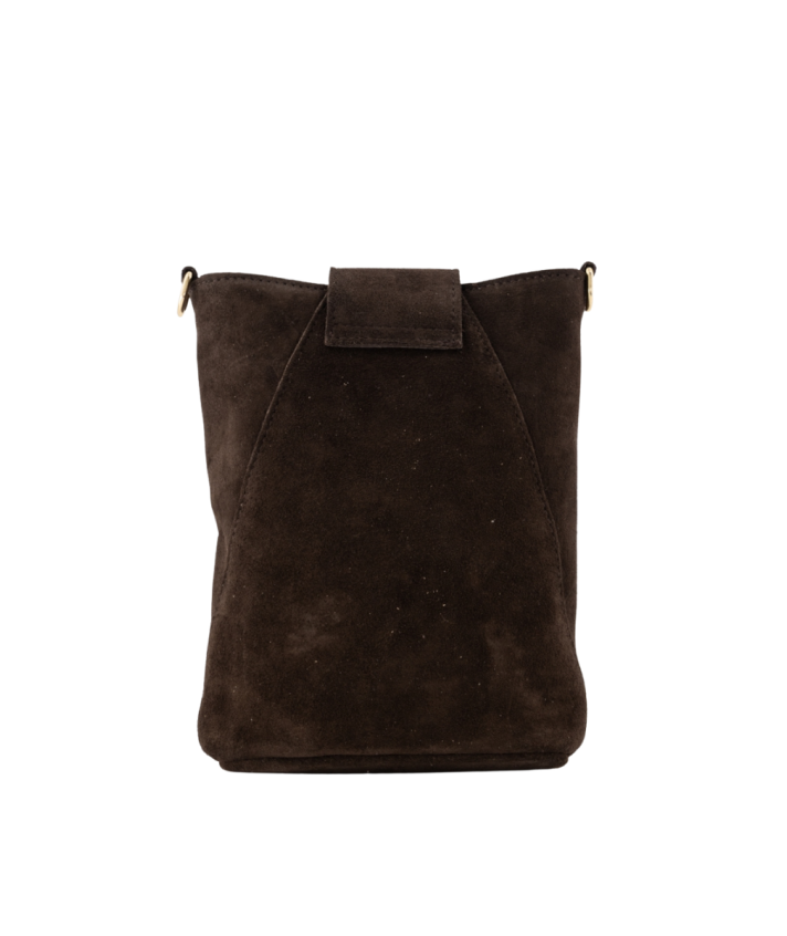 Kendra suède crossbody tas in donkerbruin