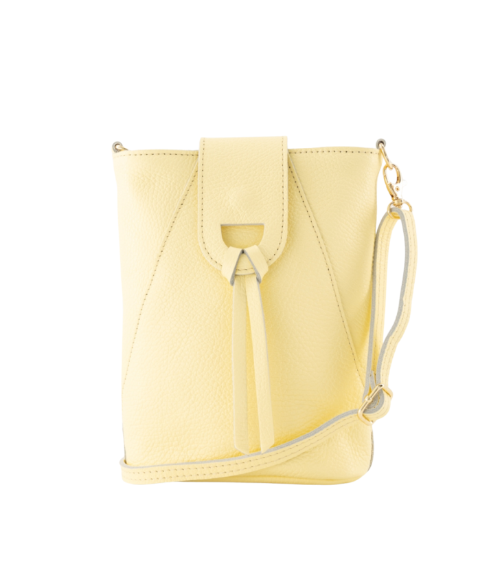 Kendra leren crossbody tas in botergeel