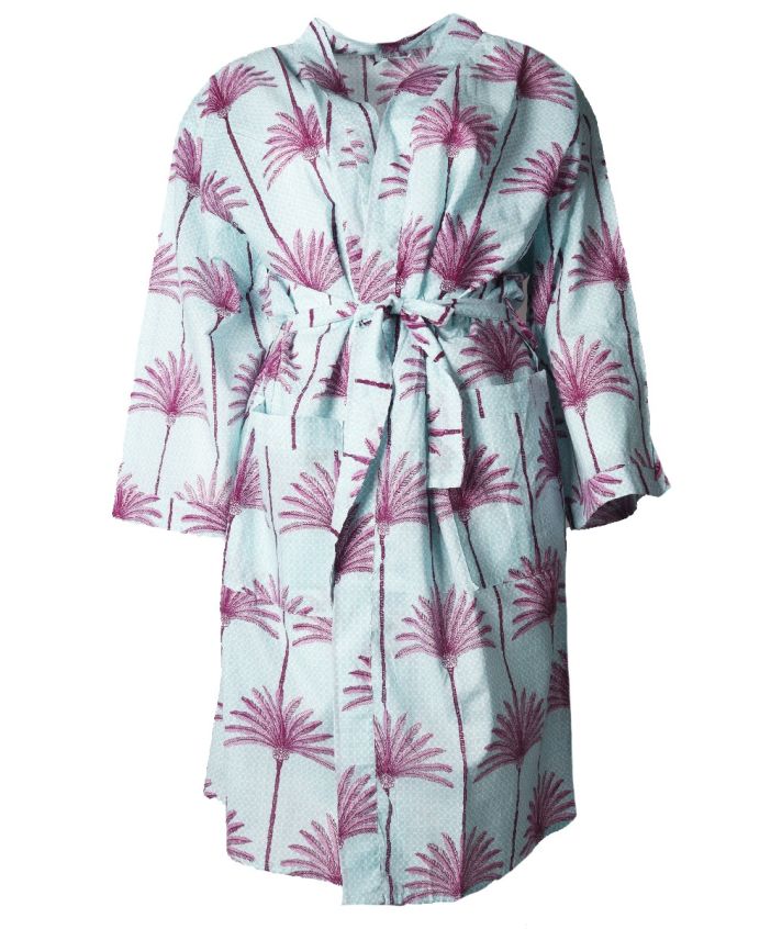 Kimono met palmbomen print mintgroen