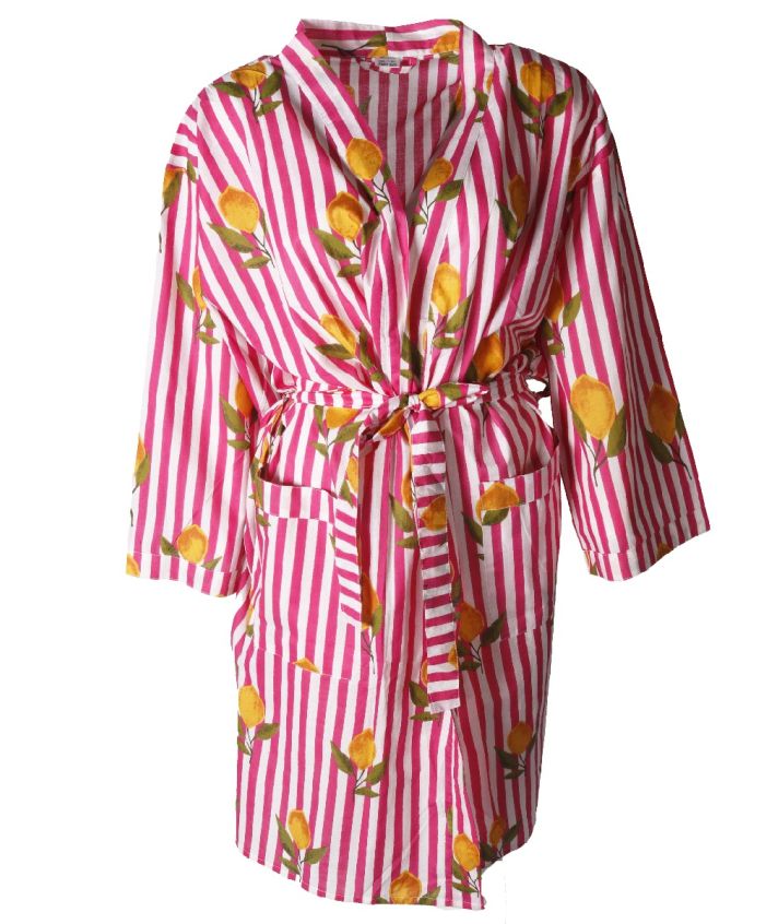 Katoenen kimono met sinasappelprint