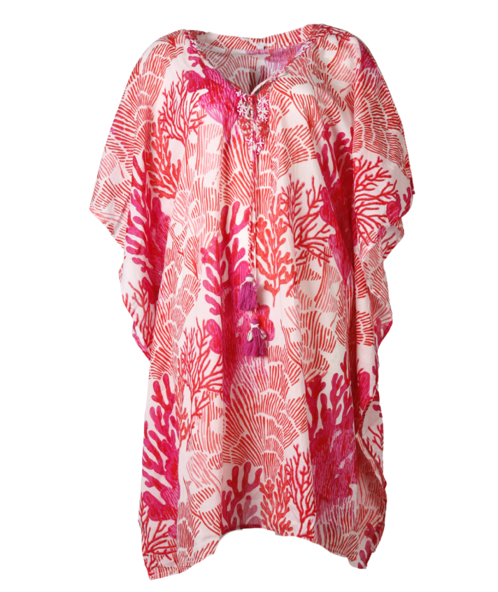 Kaftan met koraalprint