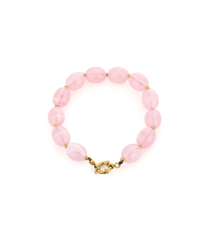 Kralenarmband met natuursteenlook en gouden details