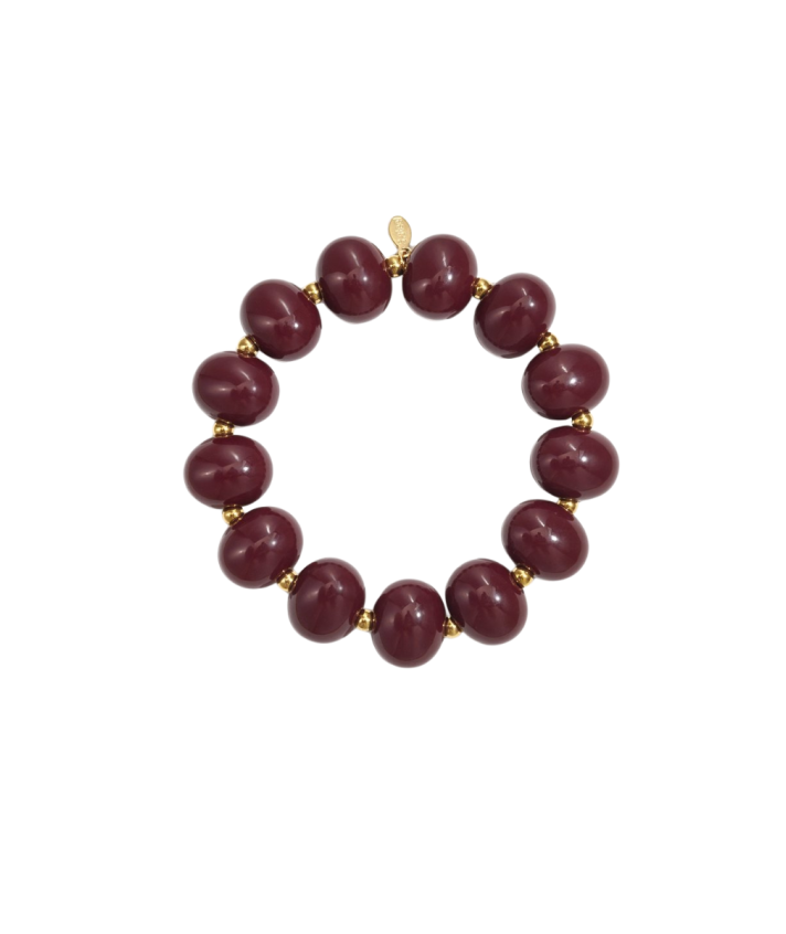 Flore armband met natuursteenlook in donkerrood