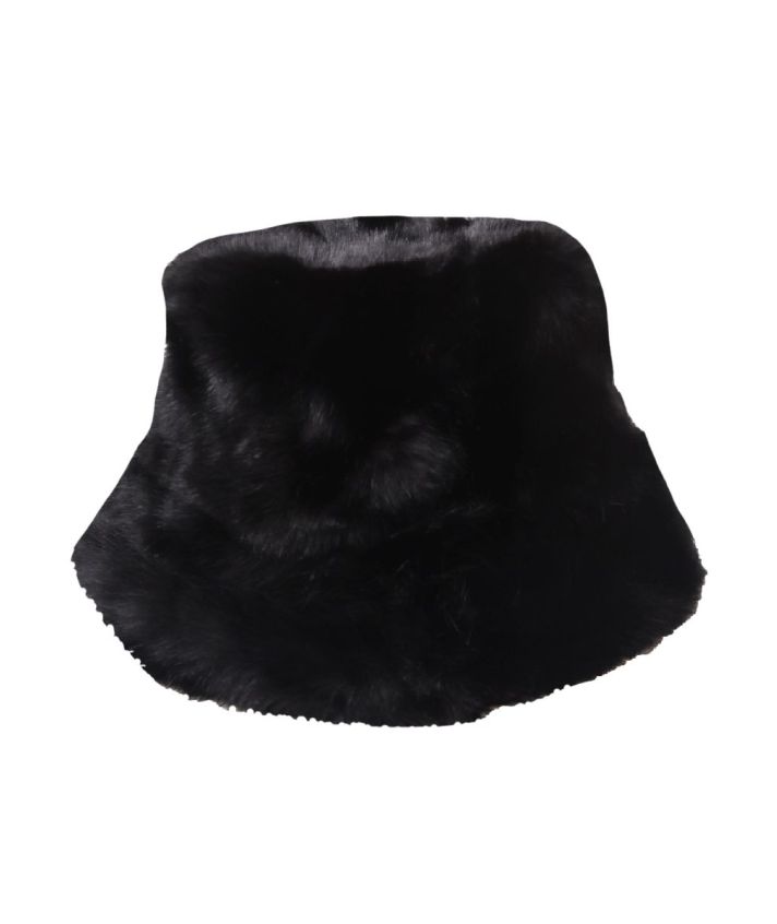 Imitatie kunstbont buckethat- zwart