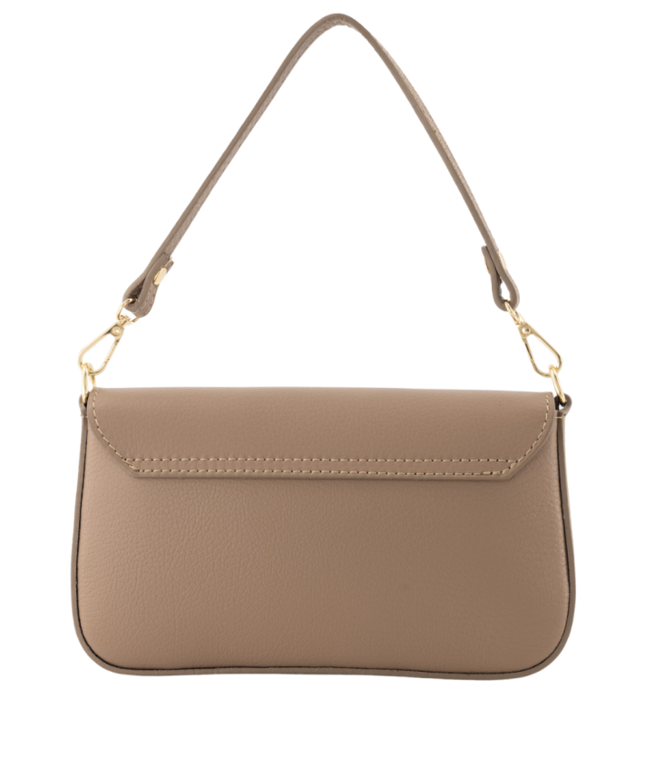 Kylie lederen clutch in donkertaupe