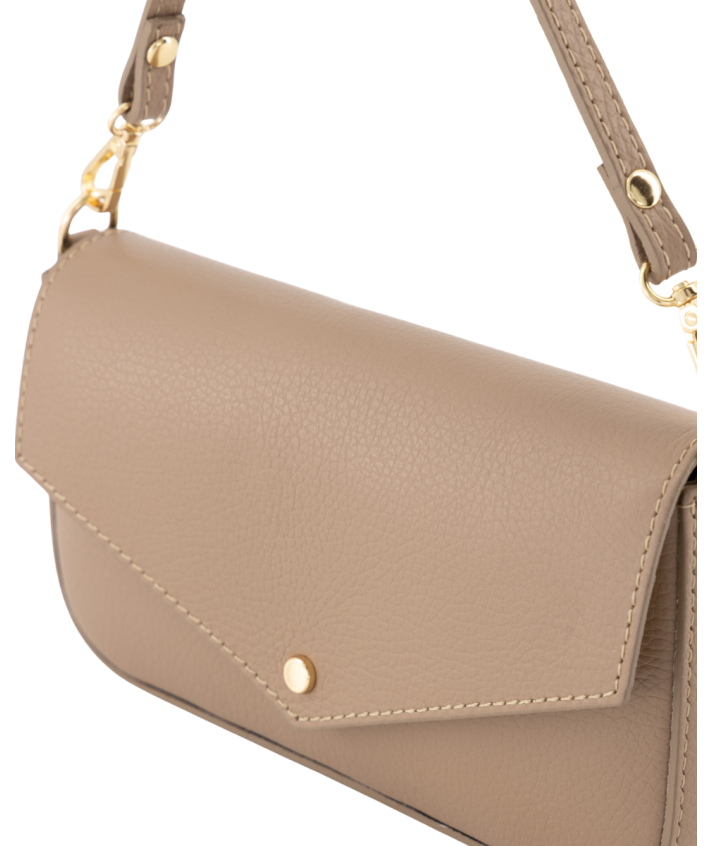 Kylie lederen clutch in donkertaupe